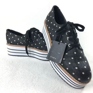 Zara Basics Polkadot Thick Platform Derby Flats